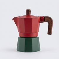 Cafetière Moka Tricolore Premium 3 Tasses en Gros - Mini Machine à Expresso Qualité Alimentaire avec Poignée en Bois - Fabricant de Cafetières Couleurs Personnalisées