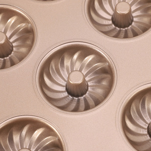 Non Stick Baking Mold 12 Cavity Windmill Donut Cake Pan Gold Color Oven Safe For Cake Making - Product Image 1