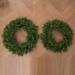 Guirlande de Noël artificielle faite à la main en feuilles de cyprès bicolores, feuillage doux et flexible pour la décoration de cheminée - Product Image 3