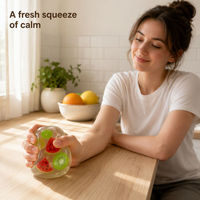 Balle anti-stress transparente en TPR en forme de tranche de fruit, gel cristallin, jouet sensoriel à presser pour enfants et adultes