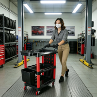 Chariot roulant en plastique à 3 niveaux | Rangement d'atelier de garage avec capacité de 150 kg pour outils | Détailisation automobile