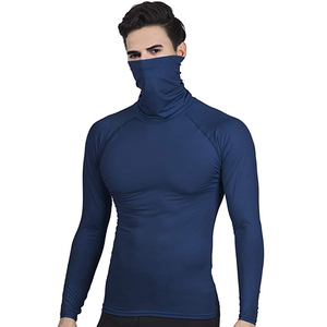 Haute qualité Compression chemises noir couleur Pure Gym t-shirts hommes col roulé chemise manches longues hommes T-Shirts - Product Image 4