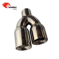 Embouts d'échappement universels en acier inoxydable, double paroi en Y, poli miroir, diamètre intérieur 2,5 pouces, diamètre extérieur 3 pouces, longueur 9,5 pouces pour voitures