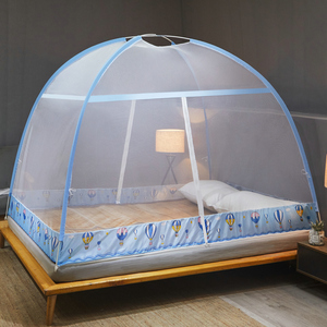 Moustiquaire de lit Queen pliable et épaissie, style yourte mongole, sans installation, pour l'été, sélection premium, 100% solide et carrée - Product Image 1