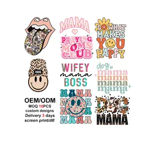 sewill Heat Transfer Designs Clear Film Logo Custom Mother's Day mama Screen Print Printed Dtf heat Transfers For T-shirts