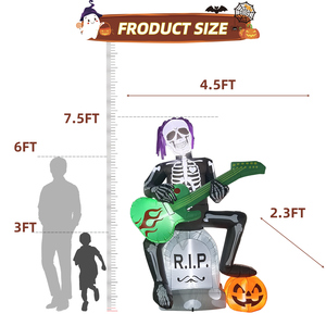 Inflables de Halloween para decorar al aire libre, Jack de <span class=keywords><strong>roca</strong></span> de 7 pies en Tombstone, fantasma con decoración de calabaza, LED, soplado iluminado patio césped hogar - Product Image 4