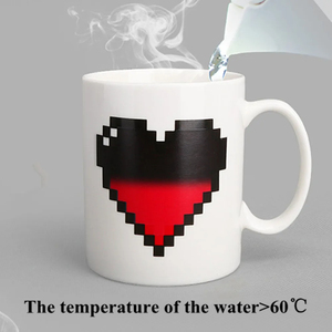 Vente en gros de tasses magiques en céramique en forme de cœur, réactives à la température, changeant de couleur, pour café, thé, lait, cadeau de la Saint-Valentin, dessin animé - Product Image 4