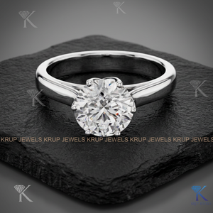 Bague de fiançailles en or massif avec diamant de laboratoire rond, certifiée IGI, solitaire classique à 6 griffes, pour mariage et cadeau d'anniversaire - Product Image 2