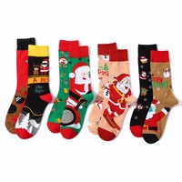Vente en gros de chaussettes en tricot personnalisées avec logo pour femmes et hommes, chaussettes unisexes de style européen et américain, chaussettes de Noël