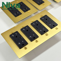 Prises murales électriques Niva Luxury Retro American Standard US 4 prises avec ports USB, panneau en laiton métallique, type 118