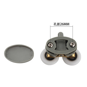 Roulette de porte-fenêtre en plastique à double roue gris clair, accessoire de quincaillerie pour porte coulissante - Product Image 5