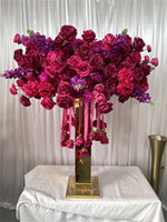 IFG Meilleures ventes Centre de table moderne en soie artificielle fuchsia rose vif avec rose suspendue sur la table Décoration de mariage