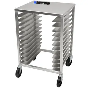 Heavybao Stainless Steel Bread Food Bakery Baking Tray Rack Trolley For Restaurant Commercial Pizza Pan Rack