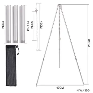 Outdoor Camping Hanging Camping Stove Fire Triangle Bracket Picnic BBQ Cooking Tripod Pot Grill Stand Holder