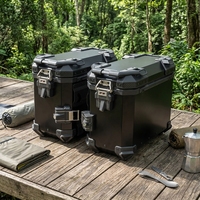 Support de bagages latéral universel pour moto, résistant à la corrosion, 38L, noir anodisé, coffre de voyage, boîte à bagages latérale pour moto