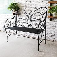 Chaise de jardin à succès, décoration de terrasse de jardin, banc de jardin public en métal en forme de papillon fixe