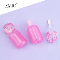 Tube vide rose pour brillant à lèvres, rechargeable, pour rouge à lèvres liquide, avec bouchon, logo personnalisé, couleur, contenant vide pour baume à lèvres avec capuchon en cristal