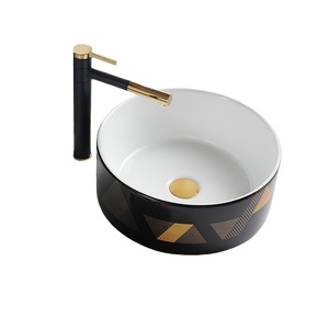 Countertop <b>Round</b> Ceramic Washbasin Single Hole Easy Cleaning For Home Use - Product Image 5