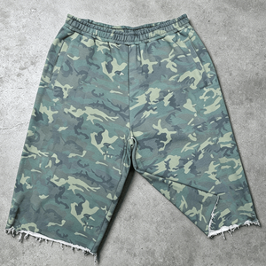 Shorts Bermuda Camouflage Homme Taille Mi-Haute Élastique Style Décontracté 100% Coton Tricoté Respirant avec Poches - Product Image 1