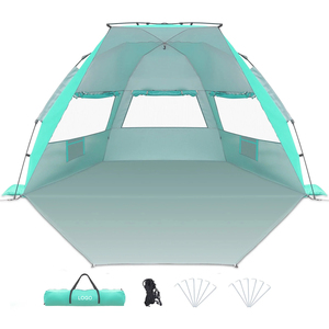 Piso extensible de instalación instantánea con 3 toldos de ventilación, tienda de campaña impermeable para la playa, protección UV, tienda de campaña para exteriores - Product Image 1