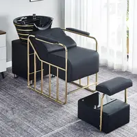Stile moderno salone di mobili oro nero letto ciotola in ceramica set di lavaggio massaggio lavello shampoo sedia
