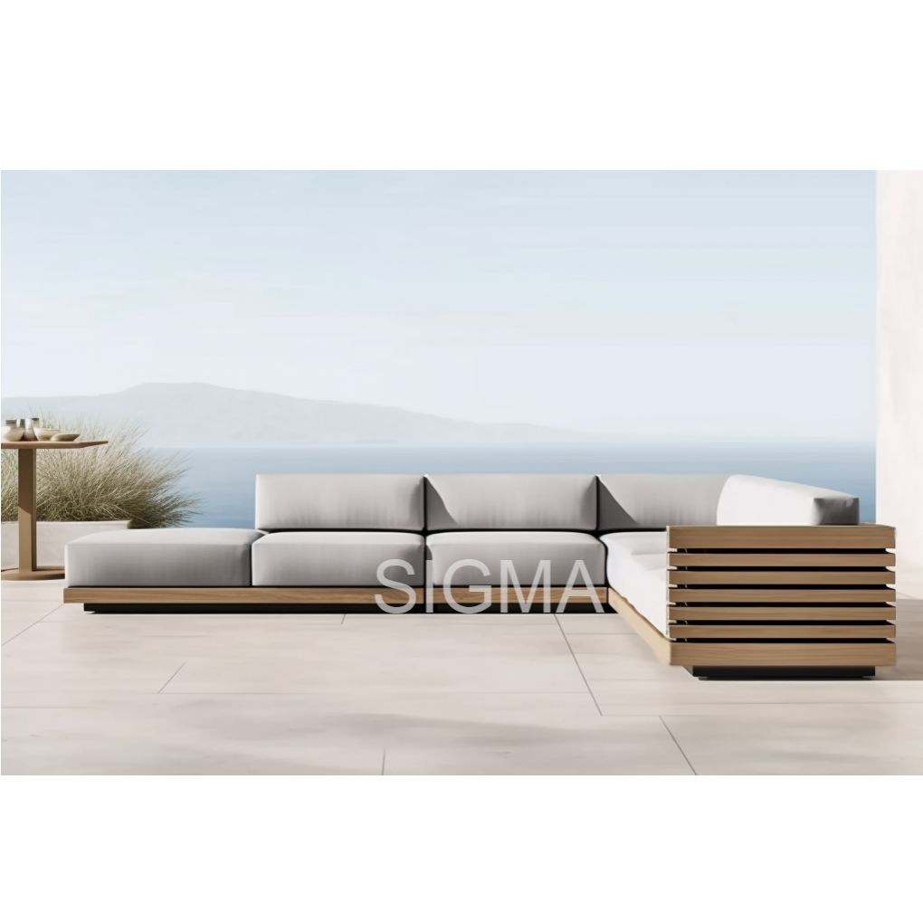 New Design Outdoor Patio Luxury All Weather Garden Sofa Set Solid Wooden Furniture Teak Sofa