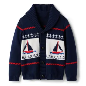 2023 공장 가을/겨울 따뜻한 멀티 컬러 소년 스웨터 니트 스웨터 단색 네이비 컬러 패션 니트 키즈 카디건