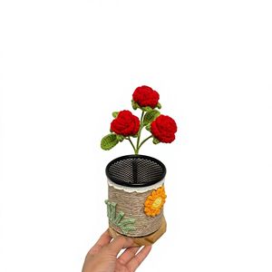 Regalos para el Día del Maestro y la Temporada de Graduación: Serie de Portaplumas Hechos a Mano y Ecológicos con Forma de Hoja de Algodón Tejido a Crochet para Escritorio de Oficina - Product Image 4