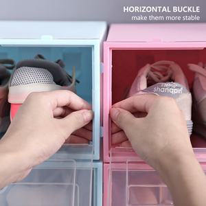 稳定的PP塑料可折叠便携式透明批发鞋盒可堆叠多用途鞋架收纳盒 - Product Image 4