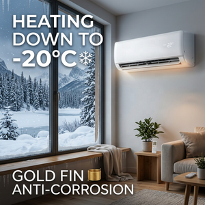 Mini Split sin Ductos para Clima Frío, Bomba <span class=keywords><strong>de</strong></span> <span class=keywords><strong>Calor</strong></span> con Temperatura <span class=keywords><strong>de</strong></span> -4 ° F (-20 ° C) Calefacción ambiental baja y aletas doradas anticorrosivas - Product Image 1