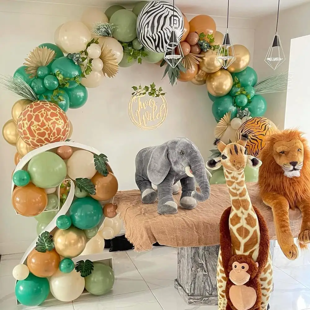 Hot sale baby shower party decoration green black and gold balloon garland arch kit