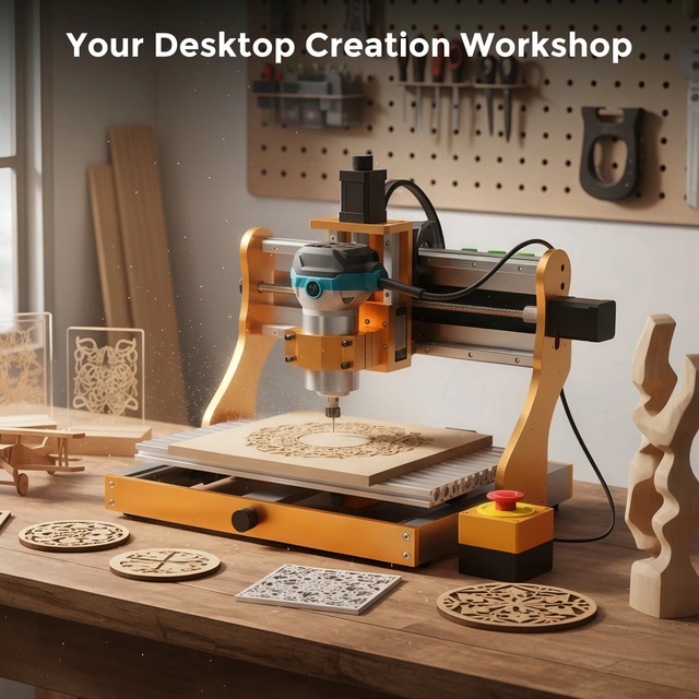 3020 Nova Desktop CNC Router with 800W Trim Router Spindle for Wood Acrylic Aluminum Engraving and Milling