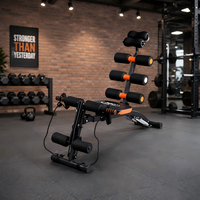 Appareil d'exercice abdominal multifonctionnel pliable 6-en-1 avec fonction AD et soutien lombaire pour sit-ups – Équipement de fitness à domicile