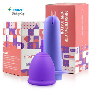 Furuize 100% coppetta per ciclo mestruale in Silicone di grado medico applicatore coppetta mestruale - Product Image 1