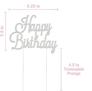 <span class=keywords><strong>D</strong></span>écoration de gâteau <span class=keywords><strong>d</strong></span>'anniversaire scintillante en métal avec strass dorés et argentés - Product Image 6