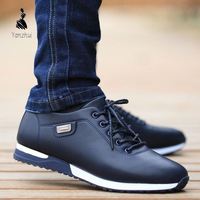 Chaussures basses en cuir PU de haute qualité, confortables, antidérapantes, respirantes, à lacets, style décontracté pour hommes