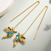 Boucles d'oreilles pendantes Bohemia Birdie en cristal coloré, bijoux fantaisie en forme d'oiseau, pour femmes et filles, vente en gros