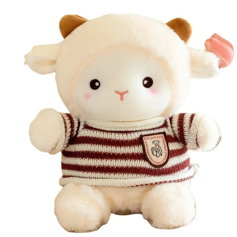 Bambini Soft White Little Sheep peluche bambola di peluche bambole di stoffa carine Alpaca Plushie Doll giocattolo per bambini