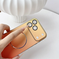 Coque de téléphone en cuir PU à couleurs dégradées avec film de protection d'objectif et chargement magnétique pour iPhone 13 14 15 16 17 Pro Max – Offre Spéciale