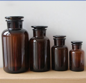 1000ml 500ml 250ml 125ml 60ml 30ml <strong>Wholesale</strong> Wide Mouth Glass <strong>Amber</strong> Apothecary <strong>Jars</strong> with Lids - Product Image 2