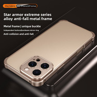 Coque de téléphone en métal avec boucle hippocampe et finition givrée pour 17 Pro Plus, protection de l'objectif, antichoc, refroidissante et résistante aux rayures