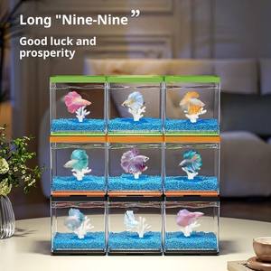 Fish Tank Sala Pequeno Armazenamento Doméstico Multi Funcional Betta Fish tank Desktop Cenário Aquário - Product Image 2