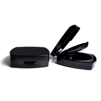 H011 2PCS en stock emballage carré étui à poudre compact pour fond de teint boîte à poudre noire double couche avec interrupteur à pression miroir