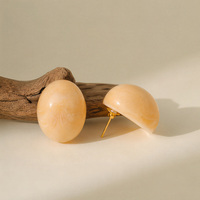 Boucles d'oreilles clous en résine texturée XY 5924, plaquées or, en acier inoxydable, géométriques, sphériques, pour femmes