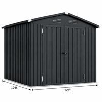 Abri de rangement métallique surélevé ultra robuste toutes saisons 12x10 pieds avec serrure et clés pour articles divers de jardin
