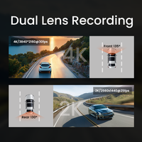 Dashcam 2K 4G à double objectif avec écran IPS GPS Tracking Wifi Remote Live Video Check Compatible 12-24V Power Supply New Car Camera