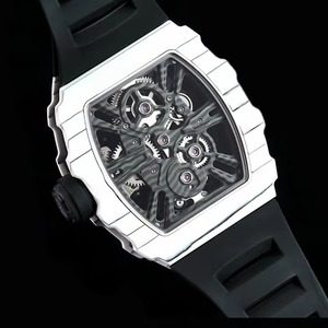Montre mécanique automatique de luxe haut de gamme, style designer, boîtier blanc squelette, forme tonneau, verre saphir, haute qualité - Product Image 4
