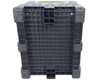 Conteneur de palette en plastique pliable avec roues en option | Solution de stockage pharmaceutique/agricole | Haute capacité, pliable