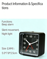 Jam Alarm Kotak Klasik BB Dengan Lampu untuk Penggunaan di Meja