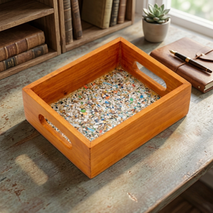 Sustainable <b>Plastic</b> Drink Holder <b>Serving</b> <b>Tray</b> Handles Eco Friendly Anti-Slip Reusable Tabletop Organizer Decor RECYCLE.GREEN - Product Image 6